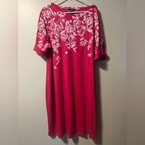 Muumuu Karen Scott Pink and White Floral shirt dress size 2X muumuu loungewear